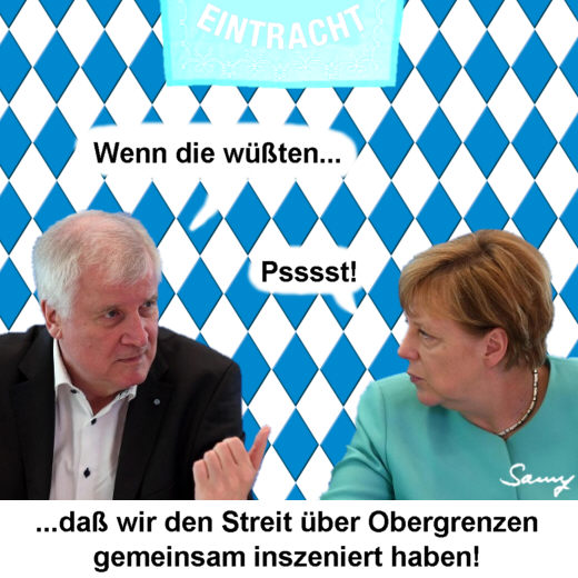 Merkel, Seehofer und die Zwietracht - Karikarur: Samy - Creative-Commons-Lizenz Namensnennung Nicht-Kommerziell 3.0