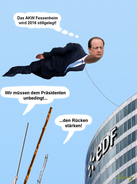 Hollande den Rcken strken! - Karikatur: Samy