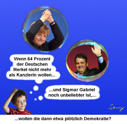 Merkel, Gabriel oder etwa...? - Karikatur: Samy - Creative-Commons-Lizenz Nicht-Kommerziell 3.0