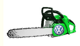 Die grnlakierte Motorsge von VW