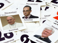 Heinrich Bedford-Strohm, Heiko Maas, Papst Franziskus, November 2019 - Grafik: Samy - Creative-Commons-Lizenz Namensnennung Nicht-Kommerziell 3.0