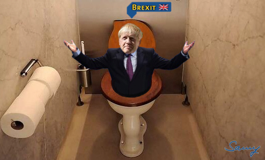 Boris Johnson macht den Brexit - Karikatur: Samy - Creative-Commons-Lizenz Namensnennung Nicht-Kommerziell 3.0