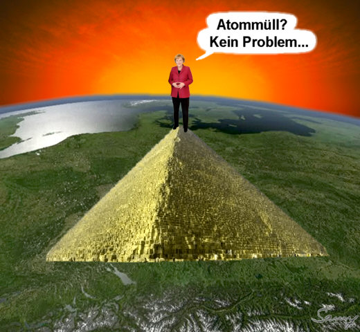 Merkels Lsung des Atommll-Problems (Bild 1) - Karikatur: Samy