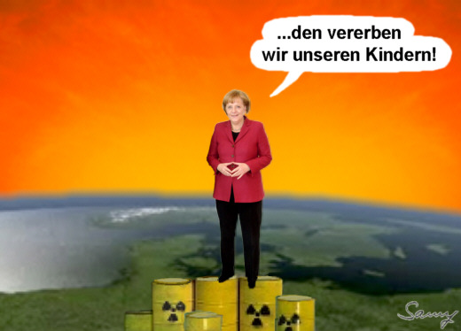 Merkels Lsung des Atommll-Problems (Bild 2) - Karikatur: Samy