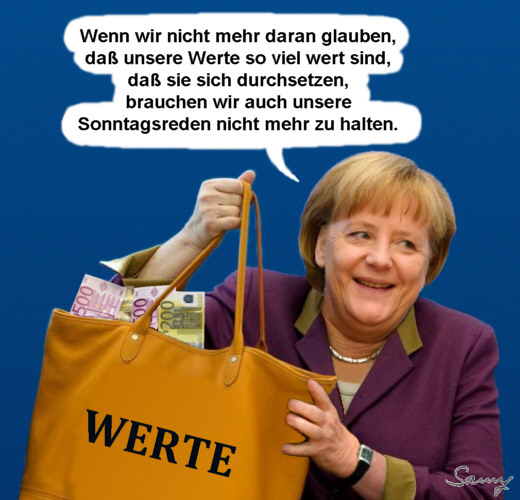 Merkels Werte - Karikatur: Samy