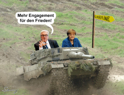 Steinmeier: Mehr Engagement fr den Frieden! - Karikatur: Samy