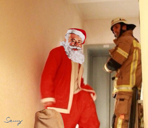Weihnachtsmann steckte im Aufzug fest - Collage: Samy