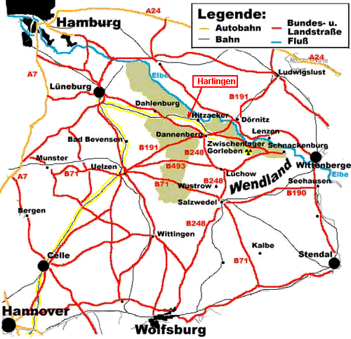 berblick Streckenabschnitt Lneburg - Dannenberg - Gorleben